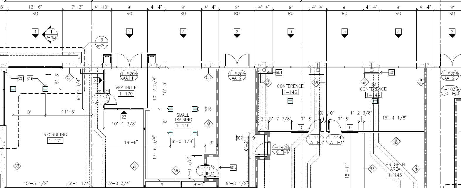 Blueprint Shows Door Types and Hardware Schedule for Take-offs and Installation